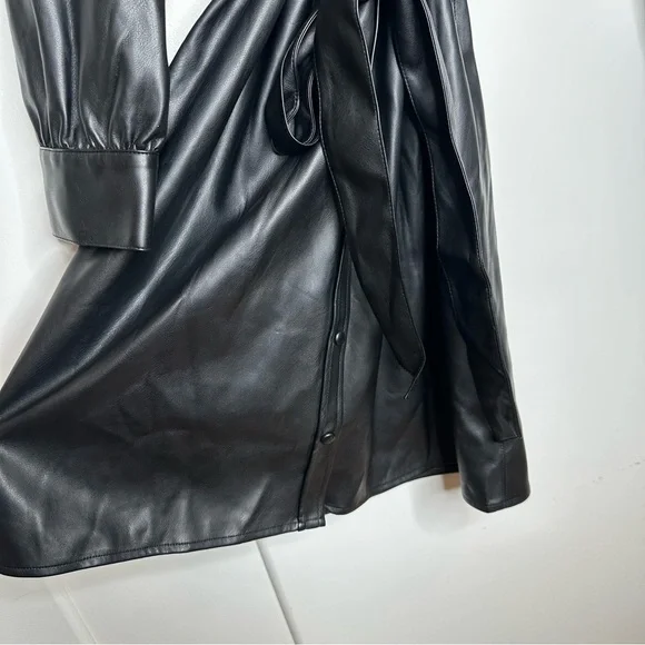 NWT Nic+Zoe Womens Black Faux Leather Knee Length Shirtdress Size Large and XL - Picture 9 of 11